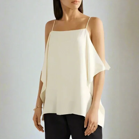 THEORY NWT Petteri Rosina Crepe Camisole Cami Tank Top Blouse S Black - Picture 4 of 10